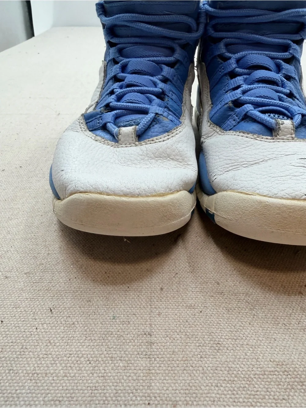 Jordan  White and Blue High-Top Sneakers